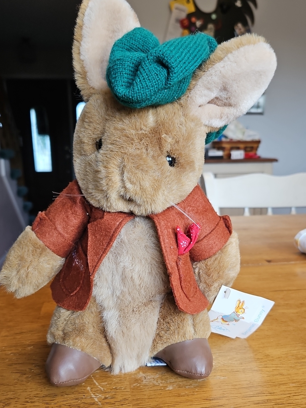 Plush Bunny Stuffed Animal in Brown with Green Hat